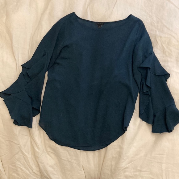 Ann Taylor Cascade Ruffle Sleeve Deep Teal Size S. - Picture 2 of 4